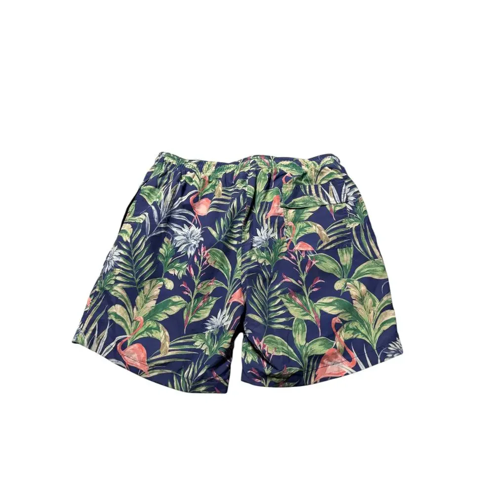 NWT J.McLaughlin Gibson Swim Trunks Mens L Navy/Green/Blue  Flamingo Palm Mesh